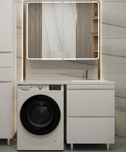 Stella Polare Мебель с раковиной под стиральную машину Аруна Памелла 120 R белая – фото-1